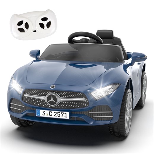 Xuanlur Licensed Benz CLS 350 12V Electric Ride on Toys with Parent Remote Control, Spring Suspension, Electric Car for Kids, Power Car Wheels with Bluetooth Music, LED Lights (Dark Blue)