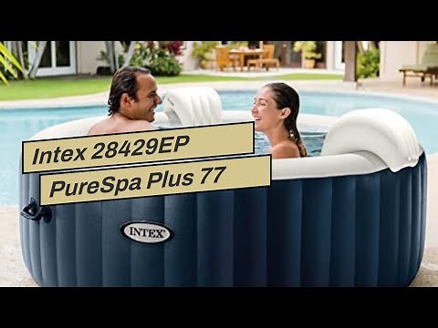 Intex 28429EP PureSpa Plus 77 Inch Diameter 4 Person Portable Inflatable Hot Tub Spa with 140 B...