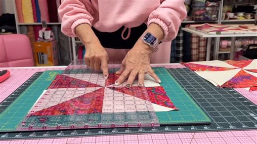 Come and trim this pinwheel quilt block with me #thecraftyauthor #quilting #quiltersofinstagram #quiltingcommunity #quiltingtutorial #pinwheelquilt #trimmingquiltblocks | The Crafty Author