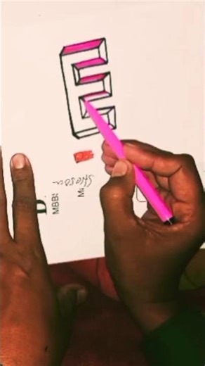 how to draw litter E" in 3D shape #art #drawingtutorials #artwork #shorts