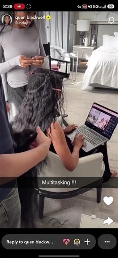 SNAPCHAT STORY: Quen Blackwell Edits Her YouTube Video With Larray While Preparing For Oscar Party