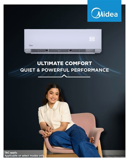 89K views · 303 reactions | Smarter tech. Cooler comfort. The Midea Santis Pro-X Series brings you intelligent comfort, powered by AI and the Midea RAC Wi-Fi App – anytime, anywhere. #MakeYourselfAtHome #RashmikaMandanna #RashmikaisMideaCool #AIConditioner #SmartCooling #MideaRACWiFiApp T&C apply. Applicable on select models only. | Midea | Facebook