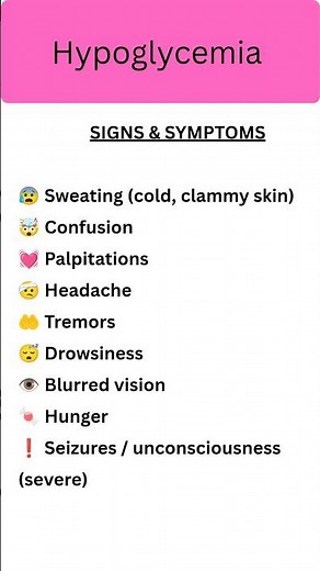 🩸⏱️Nursing Alert 🚨 Hypoglycemia Symptoms Explained