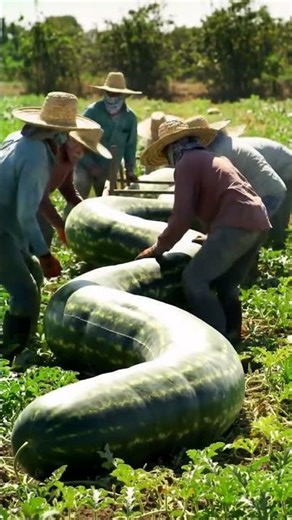 Farmers harvest long watermelons #smartfarming #organicfarming #gardeningtips #farming