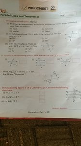 Worksheet: Parallel Lines and TransversalChoose the correct o... | Filo