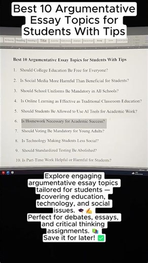 Best 10 Argumentative Essay Topics for Students With Tips