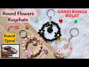 How to Make a Round Flower Bead Keychain | How to Make Round Keychain Flowers Beads