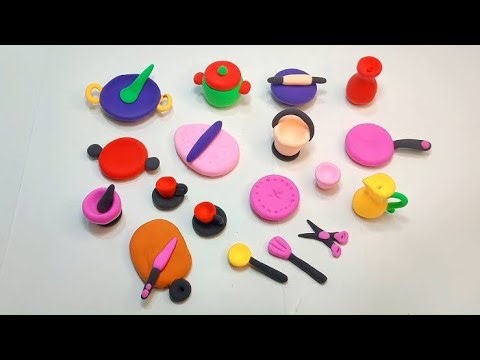 How to make cute kitchen set with polymer clay | Diy Miniatures