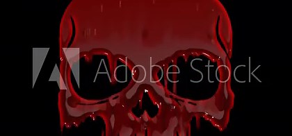 Dramatic bloody skull isolated on transparent alpha png background