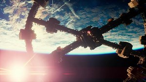 Unidentified alien spaceship flying near Earth elements furnished by NASA