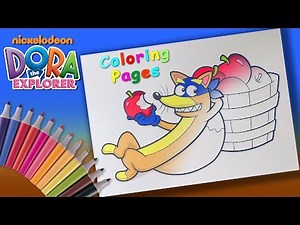 Dora the Explorer Coloring Book for Children. Swiper eats apples Coloring page