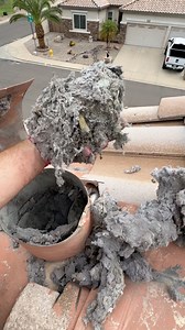 This Dryer Vent expels out of The Roof, and was SUPER CLOGGED! 😱🔥#oddlysatisfying #dryerventcleaning #diyhomeprojects | Lint Away