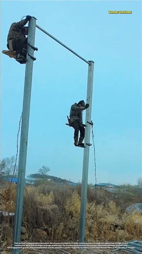 Amazing Construction Operations: Unique Column Climbing Tool and Vertical Descent Techniques