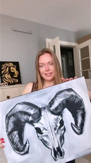 Symbolic Animal Art | Ram Skull Painting by Daria Muller #oilpainting