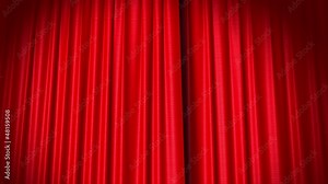 Opening and closing red curtain, 3d animation