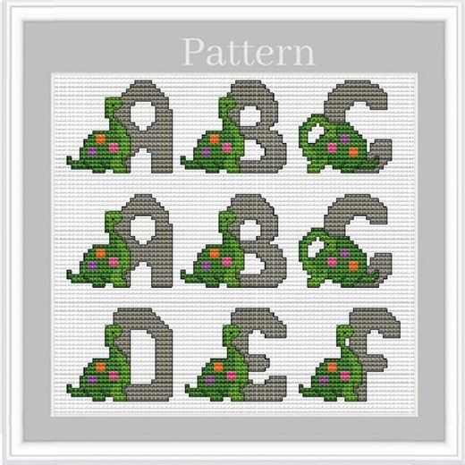 Dinosaur Alphabet Cross Stitch Pattern for Monogram Ornaments With Initial Letters - Etsy