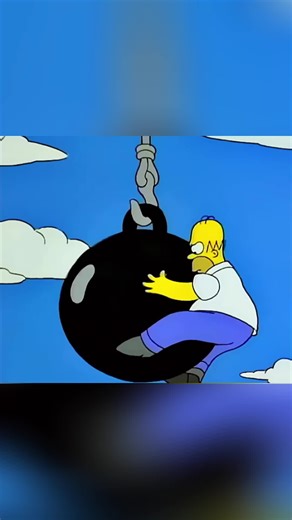 Does clinging to a wrecking ball really reduce damage? 😮💣 #shorts #simpsons #fyp