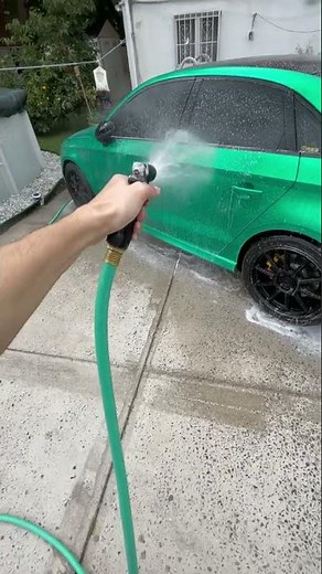 Life hack add soap into your hose Instant foam gun lol 👌🏼