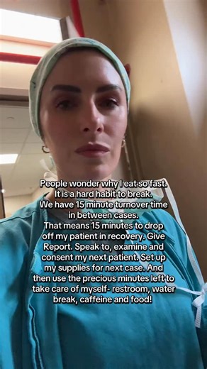 Gobble and Go! Where I work, we are Anesthesiologists that all do our own cases. Because of this, we do not have anyone to give us breaks, so I have gotten very good at eating quickly and on the run! | Brittany Merk