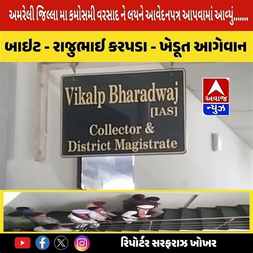 અમરેલી કલેક્ટર ને પાક સામે વળતર ની માંગ સાથે આવેદન અપાયું. #amreli #amrelinews