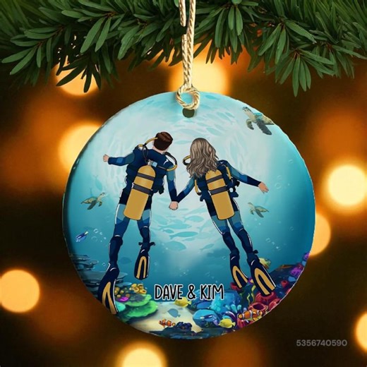 Personalized Scuba Diving Couples Ornament, Christmas, Birthday, Engagement Gift for Wife - Etsy