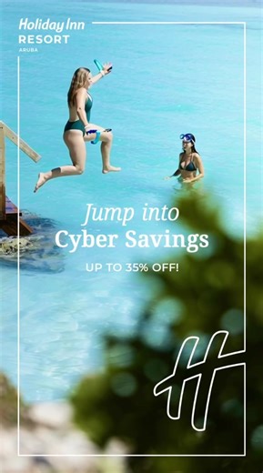 Jump into Cyber Savings – Up to 35% Off! Pack the flip-flops. It’s time to plan your next Aruba escape. Book during our Cyber Sale and save up to 35% on your next island stay. IHG One Rewards members get early access from Nov 18–20, not a member yet? Catch the sales from Nov 20-Dec 4. Plan your getaway for travel between Nov 2025 and May 2026, your beach chair is waiting. Blackout dates apply. Discount already included in the displayed rates. #HolidayInnAruba #Aruba #Travel #CyberSale
