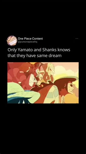 One Piece Content on Instagram: "This emotionally charged clip from One Piece highlights the profound, shared connection between Luffy, Yamato, and Shanks through the revelation of Luffy’s secret dream. By parallel-cutting between Yamato reading Oden’s journal and a young Luffy declaring his ambition to Ace and Sabo, the video illustrates that this "impossible" dream is the exact same one once held by the Pirate King, Gol D. Roger. Yamato’s tearful reaction—a mix of shock and awe—mirrors the rea