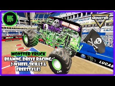 MONSTER TRUCK Monster Jam BeamNG.drive Racing, 2 WHEEL SKILLS & Freestyle!