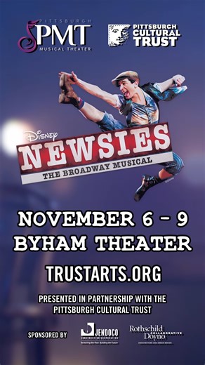 Disney’s Newsies takes center stage at the Byham Theater November 6–9. Presented by Pittsburgh Musical Theater in partnership with the Pittsburgh Cultural Trust, this inspiring Broadway favorite brings the energy, heart, and determination of New York City’s newsboys’ strike to life through powerful dance and unforgettable music. 🎟️ Don’t miss your chance to Seize the Day — get tickets now at pittsburghmusicals.com/newsies | Pittsburgh Musical Theater