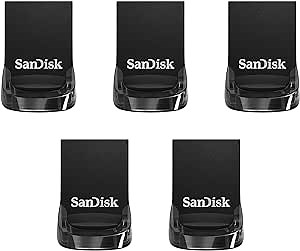 SanDisk 128GB 5-Pack Ultra Fit USB 3.2 Gen 1 Flash Drive (5x128GB) - Up to 400MB/s, Plug-and-Stay Design, Non-Retail Packaging - SDCZ430-128G-B5CTA