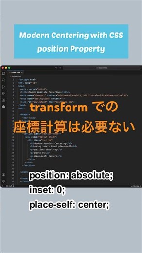 モダンCSSによる中央配置 - positionプロパティ
