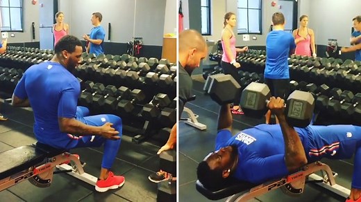 Jason Pierre-Paul -- 3 Fingers, No Problems ... Pushes 120 lbs With Mangled Paw (VIDEO)