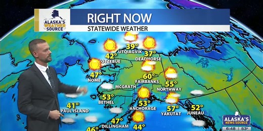Anchorage makes a run at 70 degrees, with more scattered thunderstorm across Alaska