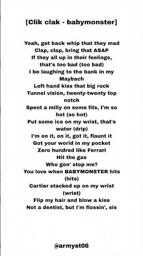 clik clak babymonster lyrics #viral #kpop #fyp #shorts #song #popular #viralshorts #babymonster#song