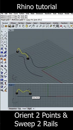 Orient 2 points & Sweep 2 rails #rhino #tutorial #3d #3dmodel #tools