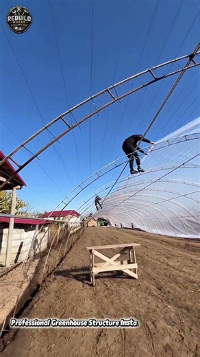 Massive Greenhouse Frame Assembly Process 🌱🔩 #Greenhouse #Construction #Farming