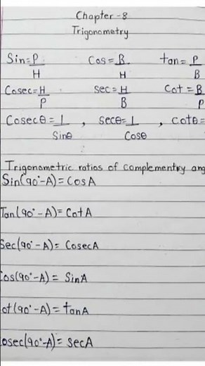 class 10 math chapter 8 trigonometry and formula