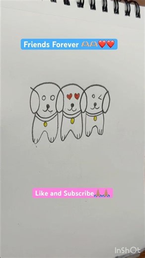 Cute 3 Dog standing in line easy drawing ✍️ #shorts #art #tricks #drawing #puppyvideos