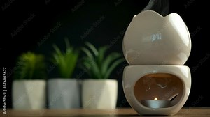 Oil burner aroma lamp, aromatic lamp with essential oils, aromatherapy and relax.