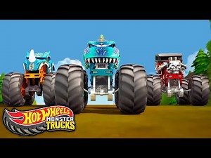 EPIC Hot Wheels Monster Truck Showdown - Team Sharks vs. Team Dinos! 2 HRS