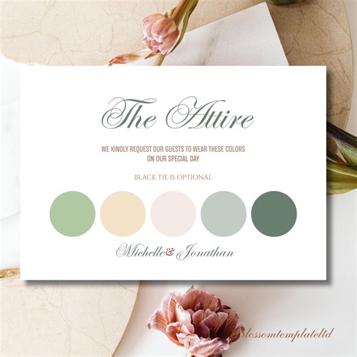Editable Wedding Guest Attire Card Template | Wedding Guest Dress Code Card | Modern Guest Dress Code Request Insert Canva - Etsy