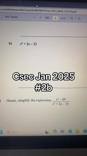 Factoring Quadratic Equations: CSEC January 2025 Solutions