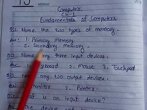 Class 4th , Computer Ch-1 Q/A Fundamentals of Computers