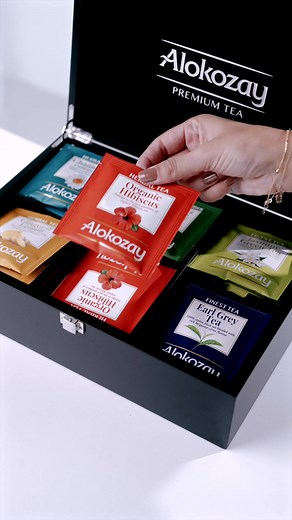 Explore Alokozay's Premium Wooden Tea Box with 60 Silken Pyramid Tea Bags