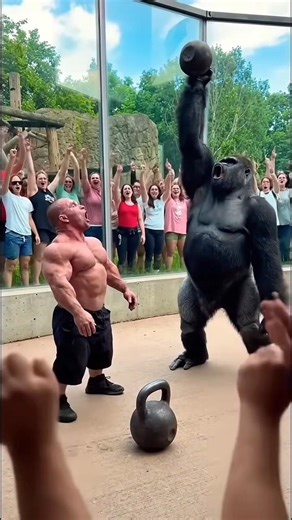 Gorilla vs Bodybuilder Strength Showdown 🦍💪#shorts