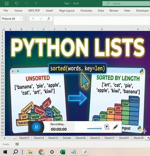 19 Sort list by length of words #python #datascience