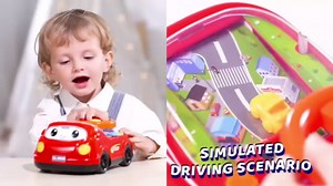 Toys for 1 Year Old Boy Gifts - 2-in-1 Toddler Push Car & Musical Racing Adventure Steering Wheel Driving Game, Interactive Simulated Driving Car for Baby 12-18 Months, Birthday Gift Ages 1-2, Red