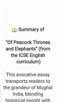 Of Peacock Thrones and Elephants Summary