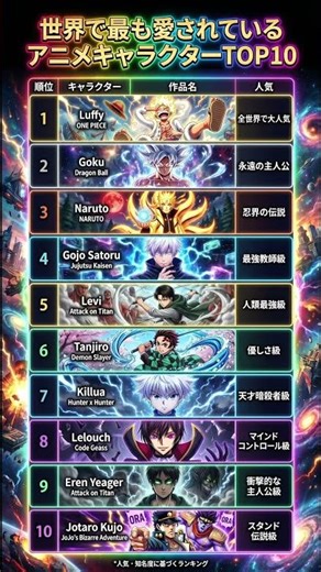 【衝撃】世界で最も愛されたアニメキャラTOP10！