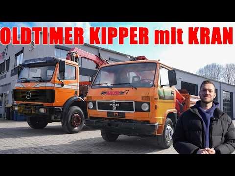 SK Mercedes Kipper mit Kran & VW MAN Kipper mit KRAN! 75 Jahre Baustellenbetrieb in 2 LKWs